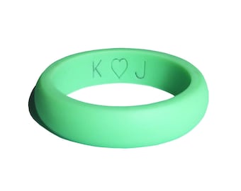 PERSONALIZED Name or Date! Lime Women Silicone Ring! Custom Fitness Rubber Wedding Band!