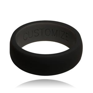 CUSTOMIZED Silicone Wedding Ring. Name or Date Mens Fitness Engraved ...