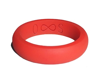 PERSONALIZED Name or Date! Red Women Silicone Ring! Custom Fitness Rubber Wedding Band!