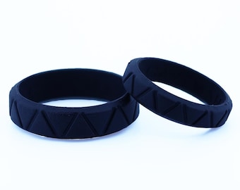 ブラックカップル用シリコン製結婚指輪セット
