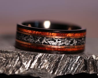 Hawaiian Koa Meteorite Core 8mm Band