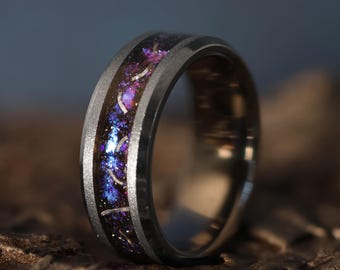 The Aurora︱Meteorite Galaxy Opal︱Sandblasted Tungsten