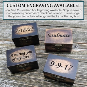 Custom wedding band ring box engraved