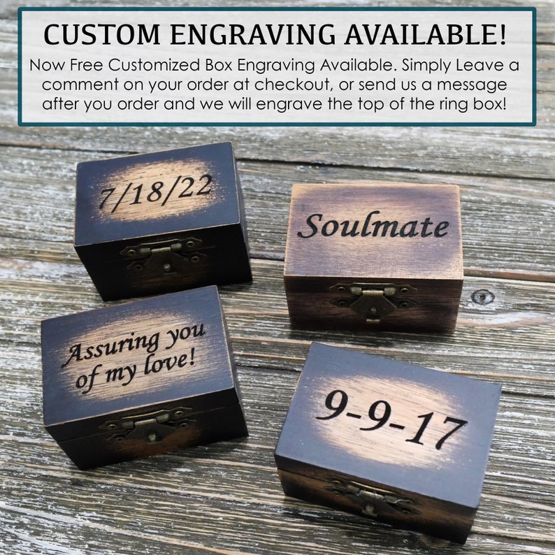 Custom wedding band ring box engraved