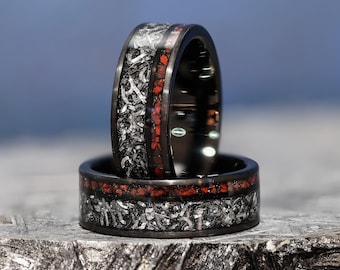 Gibeon Meteorite Dinosaur Fossil Wedding Band