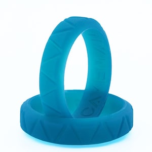 Blue Womens Silicone Ring! Custom Fitness Rubber Wedding Band!