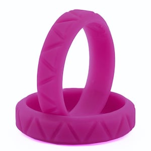 Anillo de silicona magenta para mujer. ¡Anillo de boda de goma único para fitness!