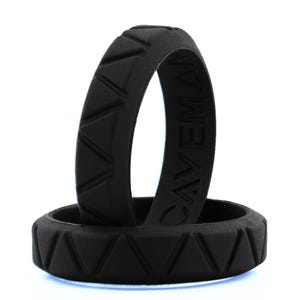 Women&#39;s Black Silicone Wedding Band. 5mm Adventure Rubber Rings
