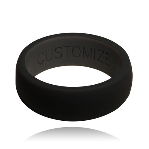 CUSTOM Name or Date Mens Black Silicone 