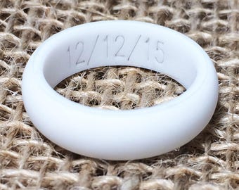 PERSONALIZED Name or Date! Women Silicone Ring! Custom Fitness Rubber Wedding Band!