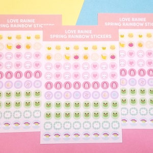 Spring Rainbow Circle Planner Bujo Journal Stickers 1 Sheet image 1