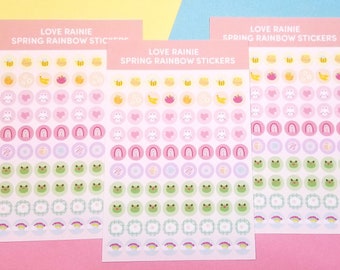 Spring Rainbow Circle Planner  Bujo Journal Stickers (1 Sheet)