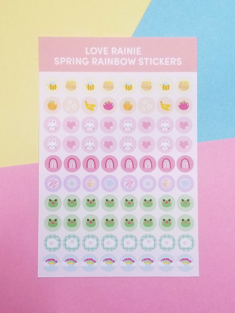 Spring Rainbow Circle Planner Bujo Journal Stickers 1 Sheet image 2