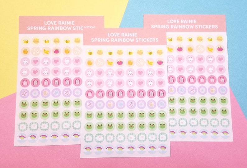 Spring Rainbow Circle Planner Bujo Journal Stickers 1 Sheet image 1