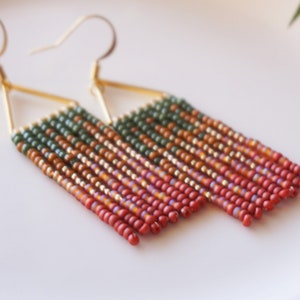 Evelyn Colorful Woven Geometrical Fringe Earrings 14K Gold-Filled Earwires Handwoven Slow-Made Boho Jewelry Unique Gift for Her image 6