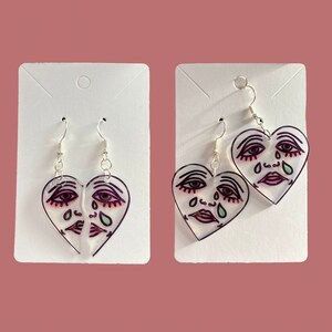 Anti-Valentines Day Earrings, Crying Heart Earrings