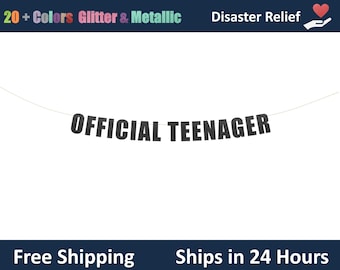 Official Teenager Banner - 13th Birthday, Teen Party Banner, Teen Birthday Party Decor, Birthday Party Banner Signs Decor
