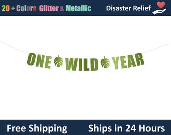One Wild Year banner -  First Birthday party decorations, First Birthday Party Banner, Wild One Garland