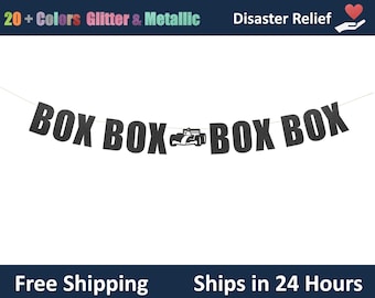 Box Box Box Box Banner - Watch Party Banner, Racing Theme decorative garland, Race Weekend Decor,  Pit Stop Party Banner