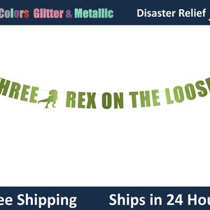 Three Rex On The Loose Banner - Dinosaur Theme Birthday, Third Birthday Party,  Trex Birthday, Dino Theme Kids Party Banner Signs Decor