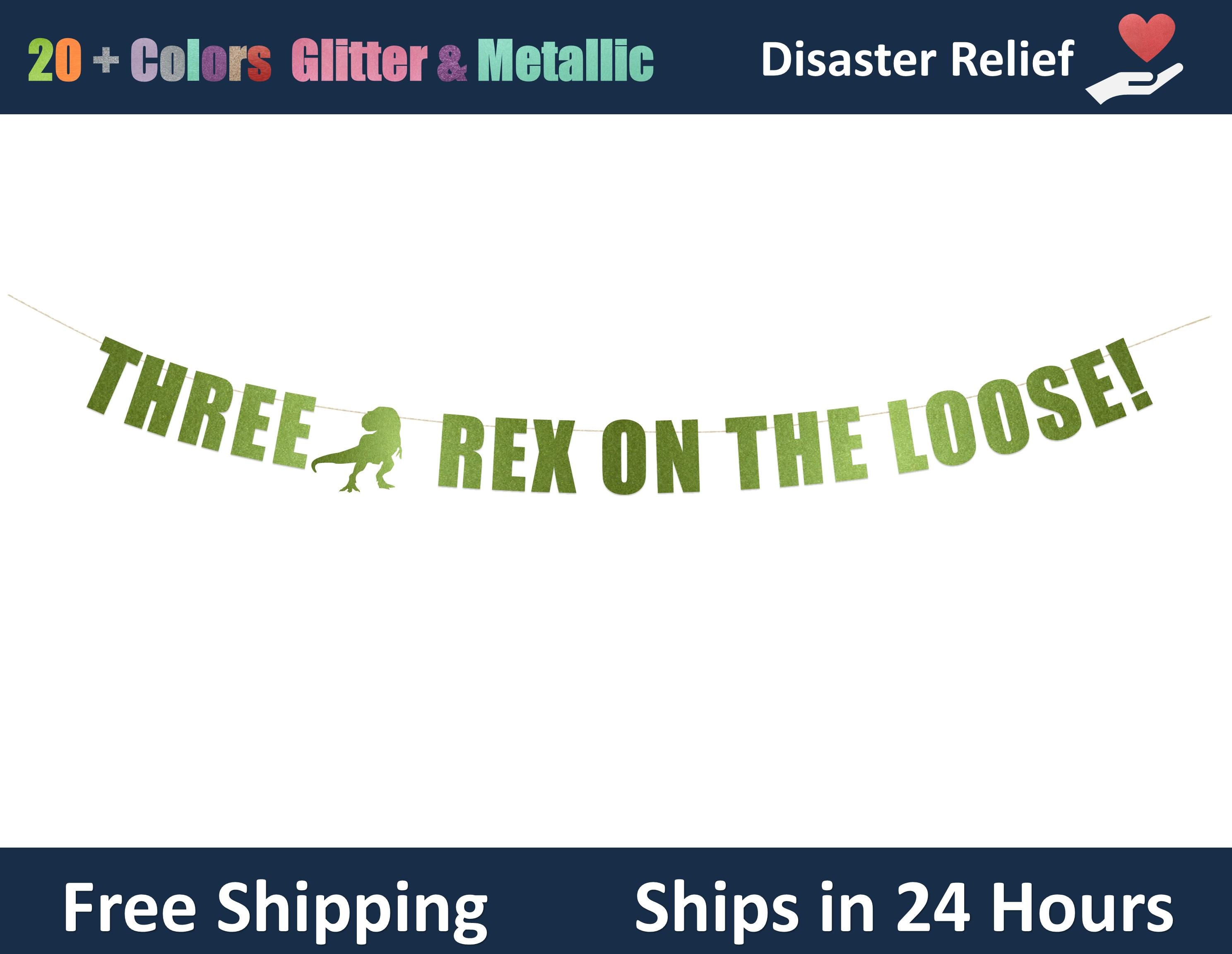 Three Rex on the Loose Banner - Dinosaur Theme Birthday, Third Birthday ...
