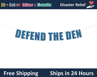 Defend The Den banner - Football party sign, Superbowl Football party decorations, Football Team Party decor