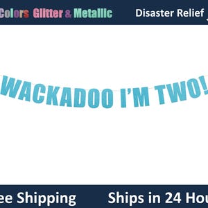 Wackadoo I&#39;m Two! Banner - Wackadoo 2 Birthday, 2nd birthday decorative Banner, Happy 2nd Birthday, Theme Party Banner Signs Decor