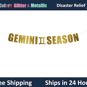 Banner de la temporada de Géminis - Géminis, Zodíaco, Decoración de cumpleaños de Géminis, Letrero colgante para fiesta de signos del zodiaco