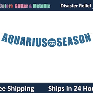 Banner de la temporada de Acuario - Acuario, Zodíaco, Decoración de cumpleaños de Acuario, Letrero de letras colgante para fiesta de signos del zodiaco