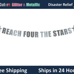 Reach Four The Stars Banner - Space Theme Birthday, Fourth Birthday Party,  Outer Space Birthday, Space Theme Kids Party Banner Signs Decor
