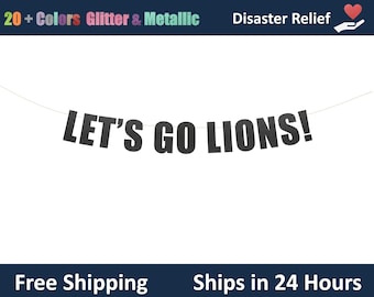 Let's Go Lions! banner - Football party sign, Superbowl Football party decorations, Football Team Party decor