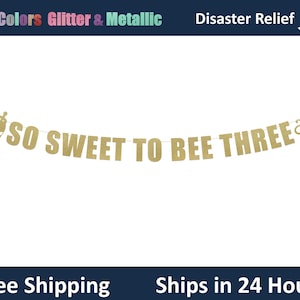 Banner "So Sweet to Bee Three" - Decoración para el tercer cumpleaños, letrero con letras colgantes para fiesta de tercer cumpleaños