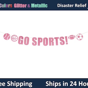 Banner Go Sports! - Tema esportivo, Placa para festa de futebol, Decoração para festa de futebol universitário, Decoração para Copa do Mundo, Festa de time esportivo, Dia de jogo divertido