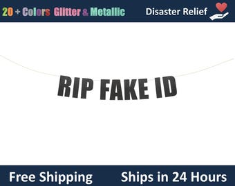 RIP Identificación Falsa - Letrero para fiesta de cumpleaños número 21, letrero colgante con letras, decoración para feliz cumpleaños número 21