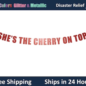 Banner She's The Cherry On Top - Decoração para o Dia dos Namorados, Chá de Bebê, Despedida de Solteiro, Decoração para Aniversário de Meninas