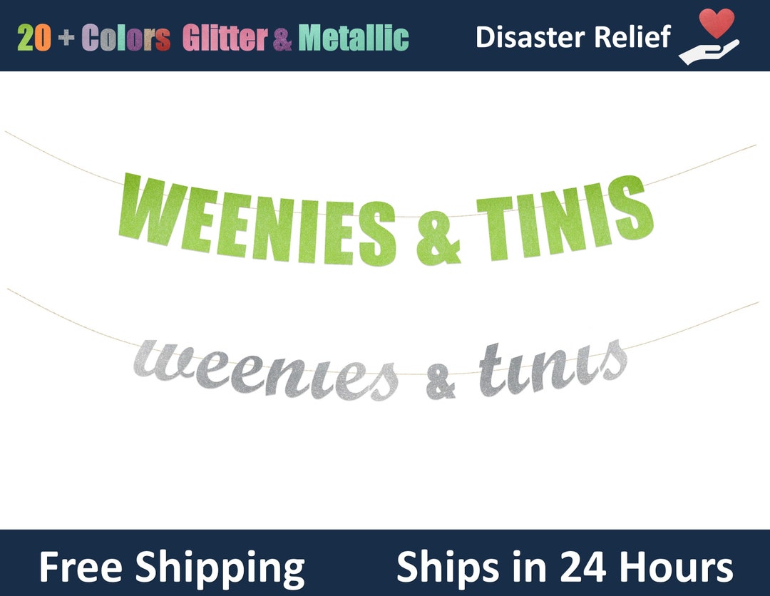 Weenies & Tinis Banner Decorativo Per Festa Addio Al Nubilato, Tinis Before The Weenie, Verde E Rosso, Tema Martini E Hot Dog - 4
