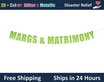 Margs & Matrimony banner - Bachelorette party decorations, Margarita Party Banner, Wedding Shower Decor