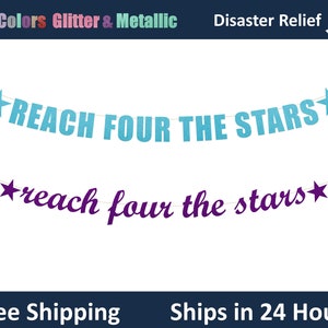 Reach Four The Stars Banner - Space Theme Birthday, Fourth Birthday Party,  Outer Space Birthday, Space Theme Kids Party Banner Signs Decor