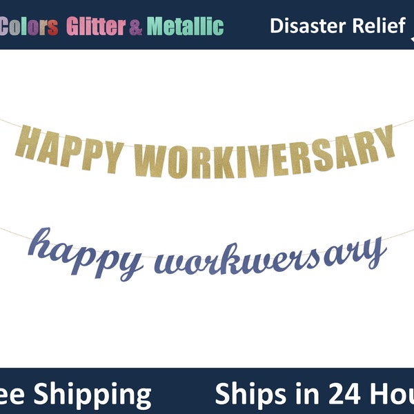 Happy Workiversary banner -Happy Work Anniversary Decoration, Work Anniversary party Hanging letter sign