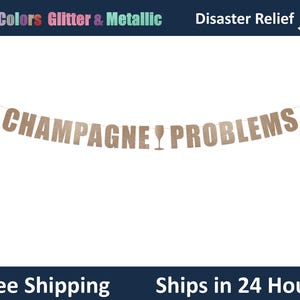 Banner Problemas com Champanhe - Decoração de Aniversário Problemas com Champanhe, Placa de letra para pendurar para festa com Champanhe