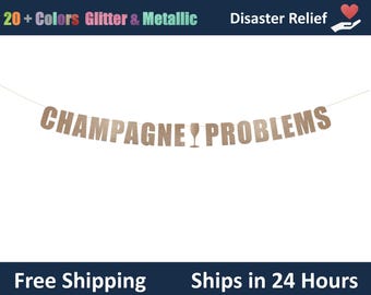 Champagne Problems banner - Champagne problems Birthday Decoration, Champagne party Hanging letter sign