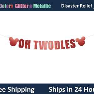 Oh Twodles Banner - Second Mickey Birthday, 2nd birthday decorative Banner, Happy 2nd Birthday, Disney Theme Party Banner Signs Decor