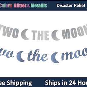 Two the Moon Banner - 2 the Moon Birthday, 2nd birthday decorative Banner, Happy 2nd Birthday, Moon Theme Party Banner Signs Decor