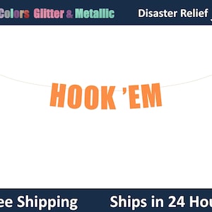 Hook 'em banner - Football party sign, College Football party decorations, Football Team Party decor