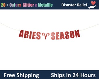 Aries Season banner -  Aries, Zodiac, Aries Birthday Decoration, Star Sign party Hanging letter sign