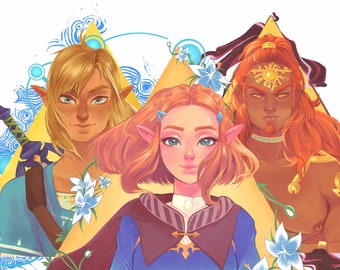 Breath of the Wild Tears of the Kingdom BOTW Zelda Link and Ganon Triforce Stickers