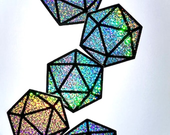 Glitter Rainbow Pride Dungeons & Dragons D20 Sticker