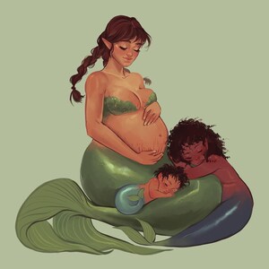Mother Mermaid Art Print | Mother's Day Gift, Mermaid Wall Decor