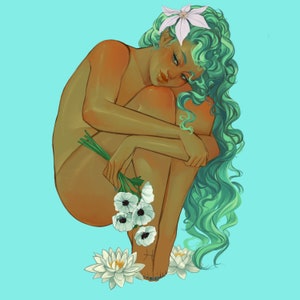 Flower Zodiac Babe Pisces the Fish | Astrology Art Sticker | Pisces Gift, Star Sign Decal