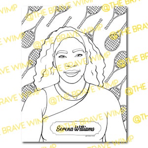 Serena Williams Coloring Page // Sheroes : Our Time is Now // Digital Download